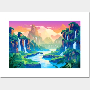 Scenery Panoramic Waterfall Landscape Nature Posters and Art